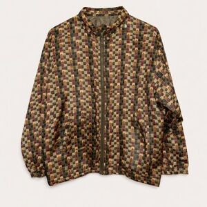 Vintage Xposure Silk Windbreaker Jacket Men’s Large Multicolor Geometric Retro